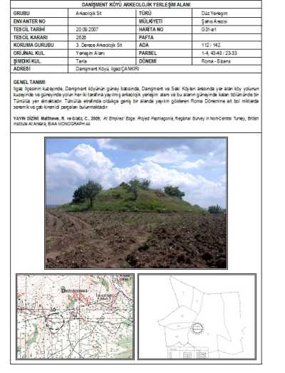 DANİŞMENT YERLEŞİM ALANI - Müze Müdürlüğü Arşivi - 2009