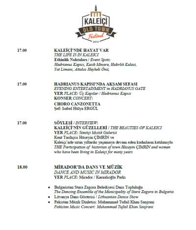 Kaleiçi Old Town Festivali, Festival Programı 12 Ekim